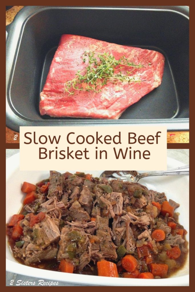 Slow Cooked Beef Brisket in Wine Gravy by 2sistersrecipes.com 