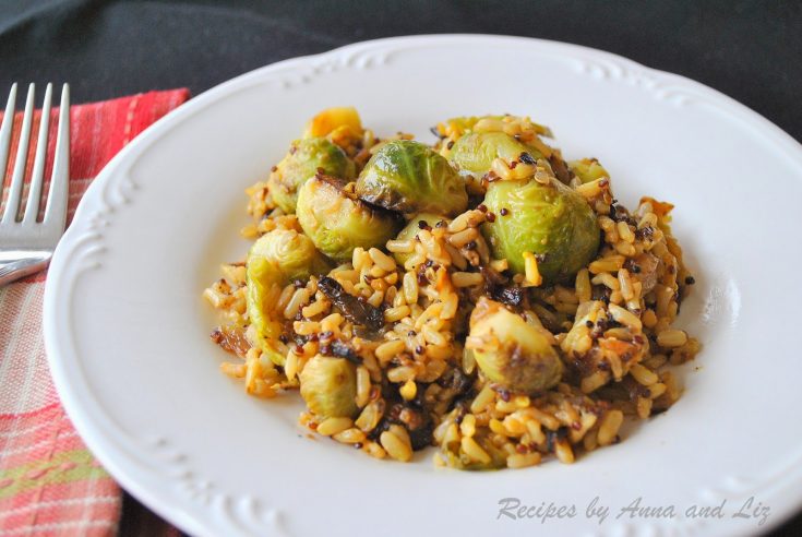 Sauteed Brussels Sprouts with Quinoa, Brown Rice and Wine