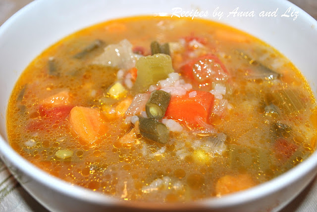 Hearty Vegetable and Rice Soup.  by 2sistersrecipes.com