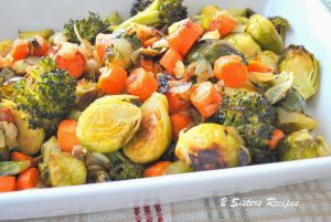 Oven-Roasted Brussels Sprouts, Carrots, Broccoli and Italian Bacon