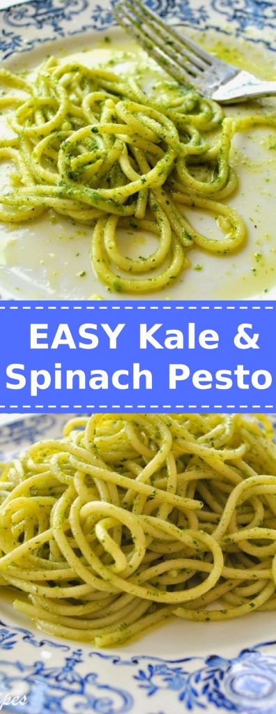 Easy Kale & Spinach Pesto Sauce by 2sistersrecipes.com 