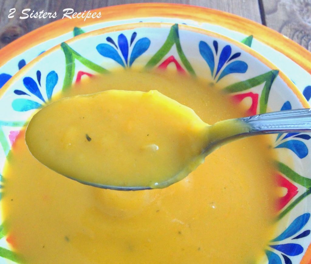 A spoonful of  creamy soup by 2sistersrecipes.com