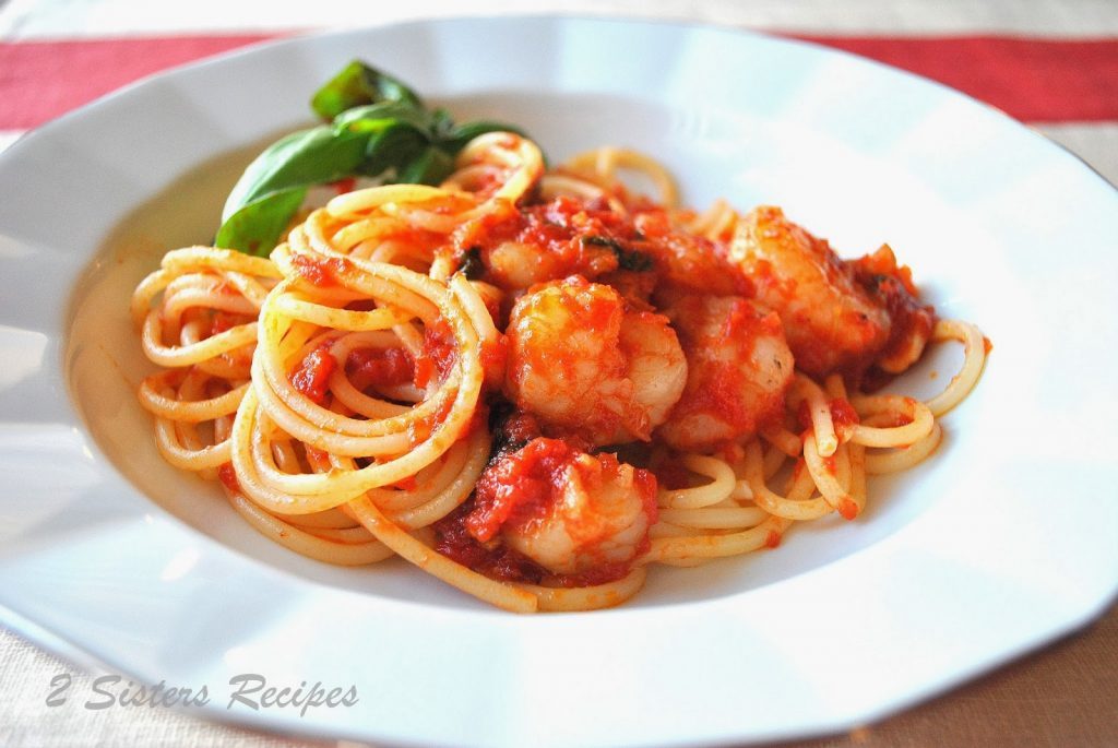 Spaghtetti with Shrimp Marinara by 2sistersrecipes.com 
