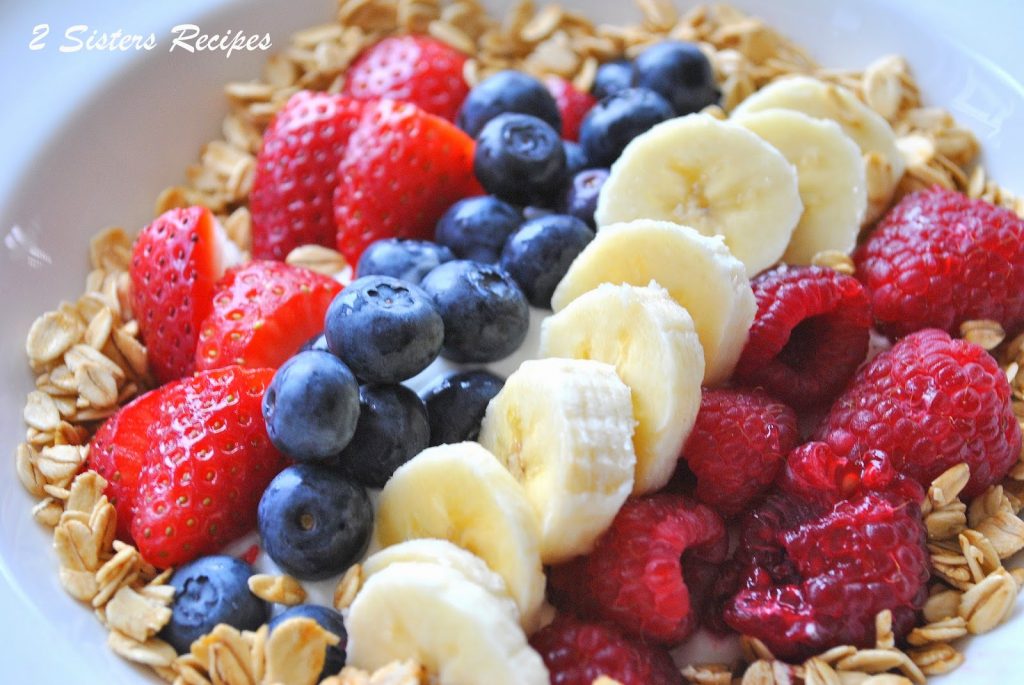 Breakfast Parfait with Greek Yogurt, Fresh Berries, and Granola by 2sistersrecipes.com 