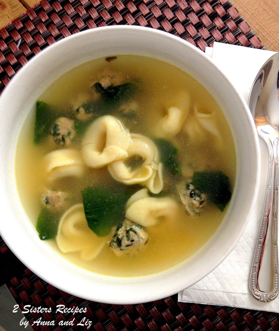 Italian Wedding Soup with Spinach Meatballs - 2 Sisters Recipes by Anna