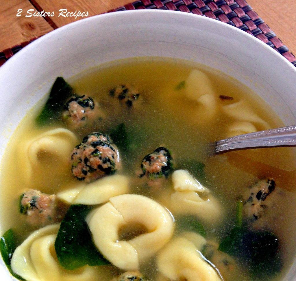 Italian Wedding Soup with Spinach Meatballs by 2sistersrecipes.com