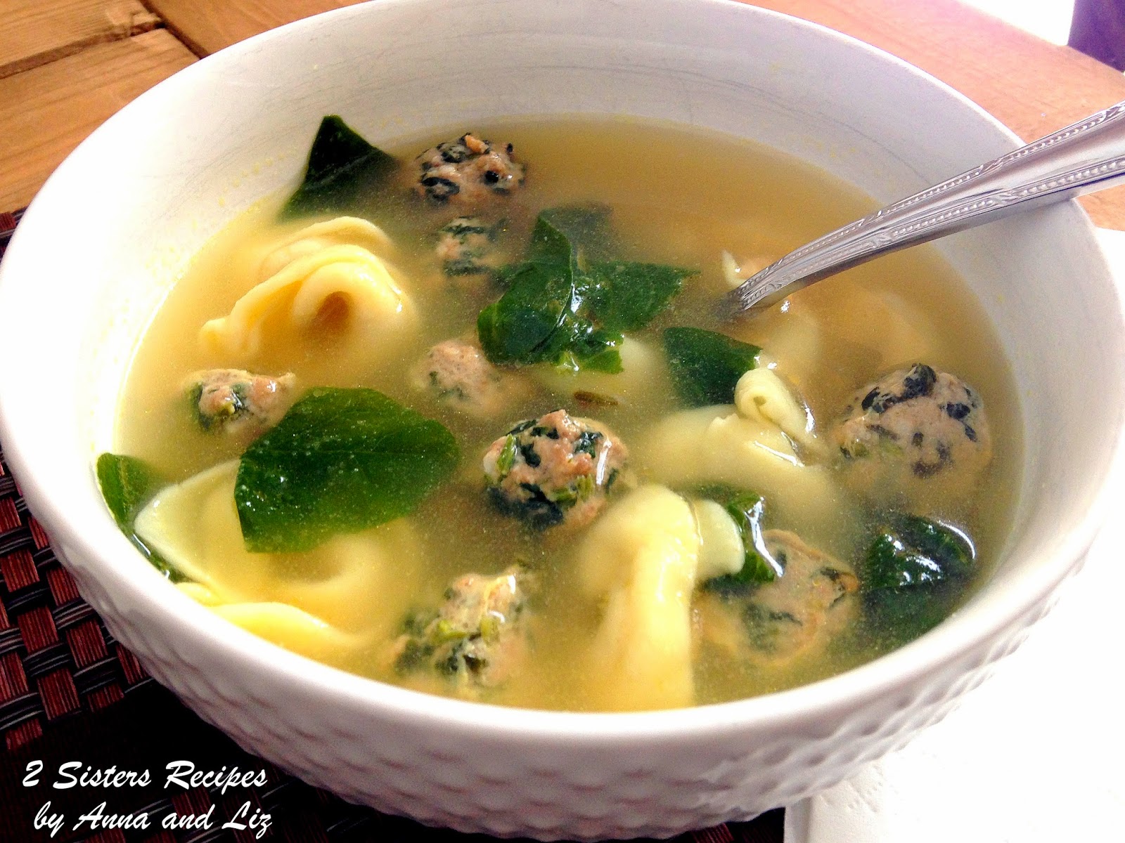 Italian Wedding Soup with Spinach Meatballs by 2sistersrecipes.com