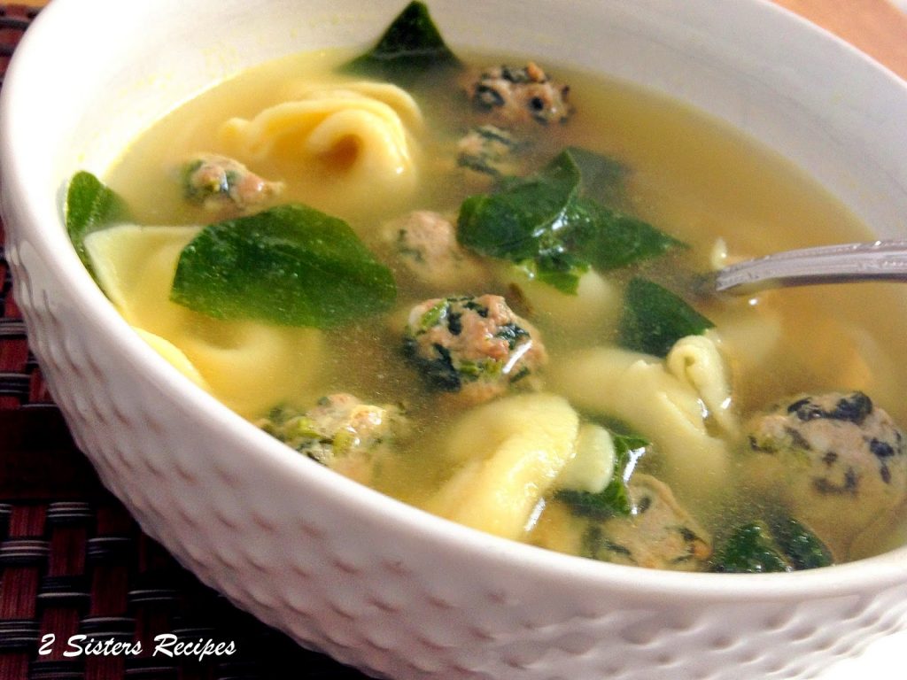 Italian Wedding Soup with Spinach Meatballs by 2sistersrecipes.com 