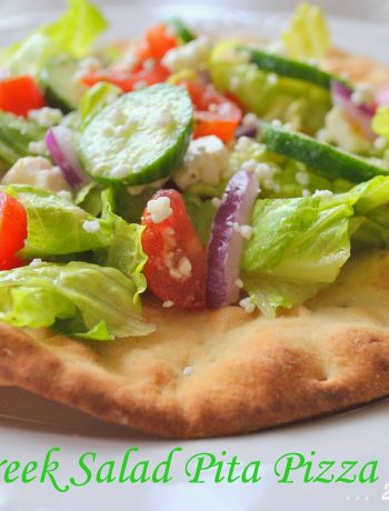 Greek Salad Pita Pizza by 2sistersrecipes.com