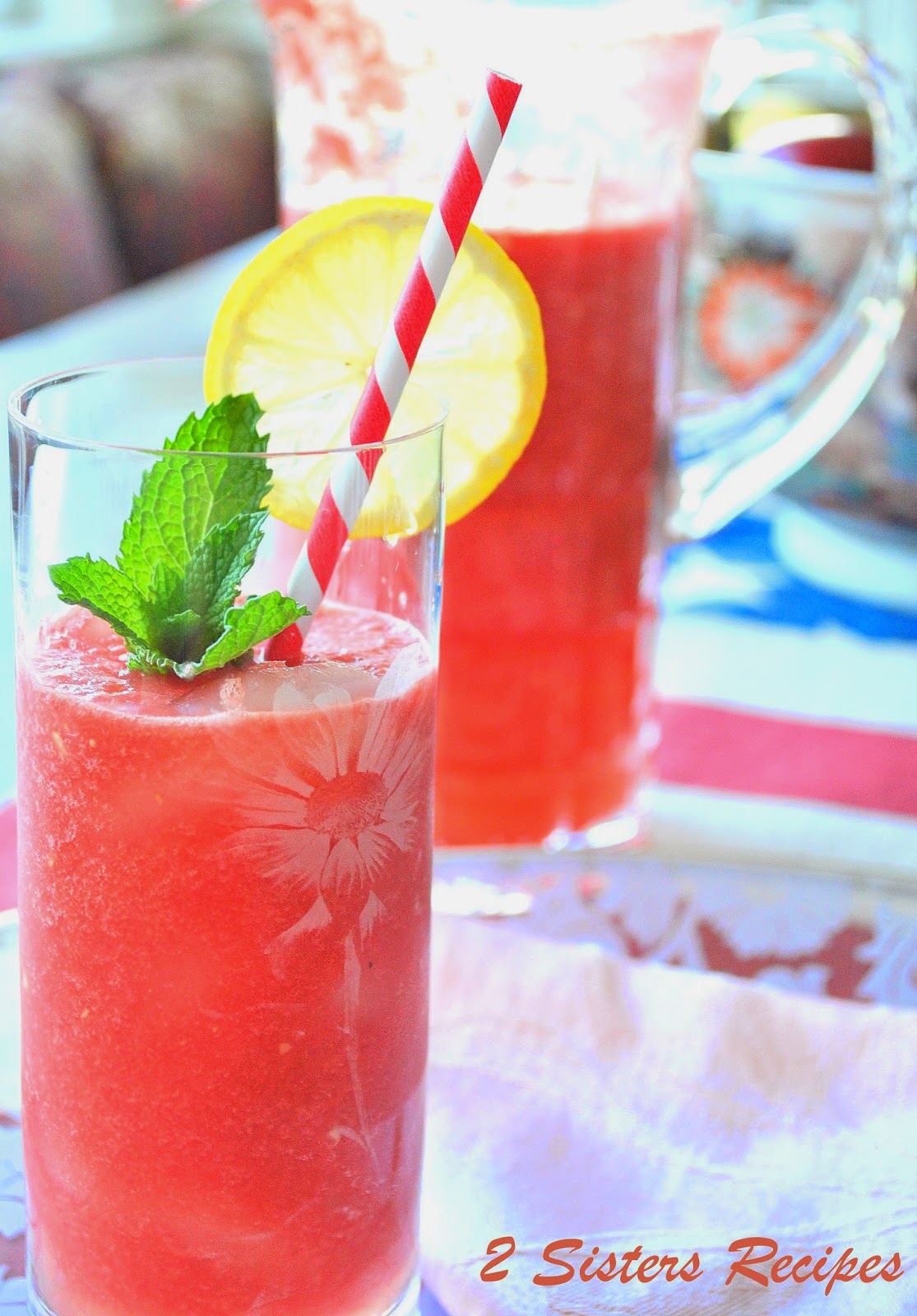 Fresh Watermelon Lemonade by 2sistersrecipes.com