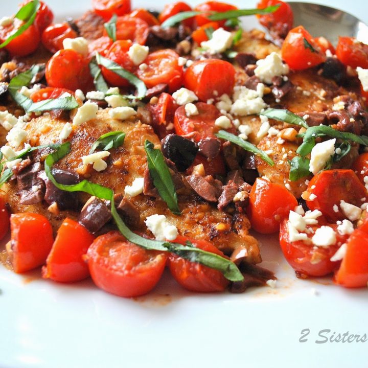 Sauteed Chicken Cutlets with Cherry Tomatoes, Olives, Feta, and Basil