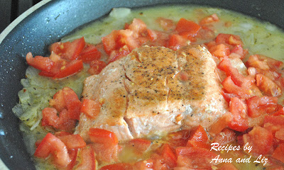 Pan-Seared Salmon with Zesty Tomato-Onion Relish by 2sistersrecipes.com 