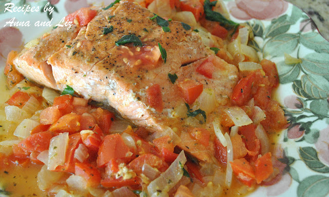 Pan-Seared Salmon with Zesty Tomato-Onion Relish by 2sistersrecipes.com