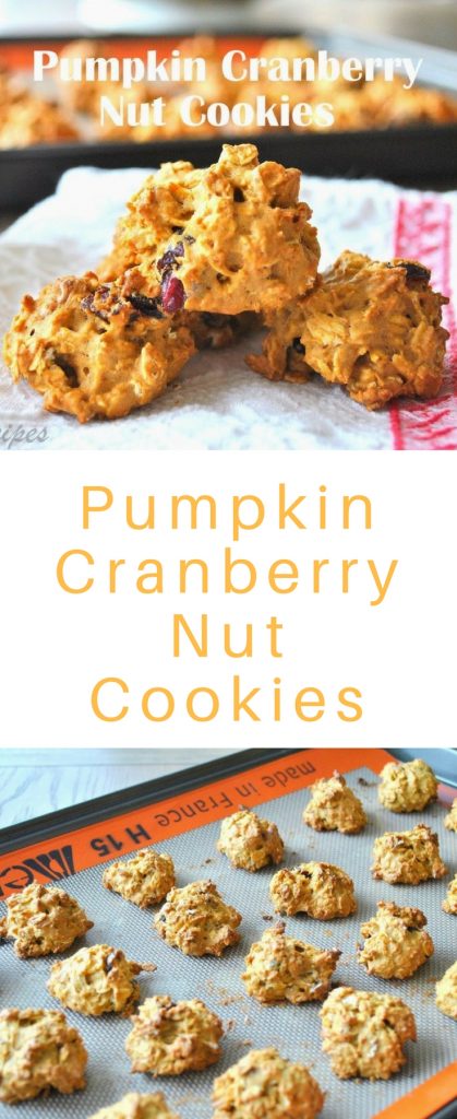 Pumpkin Cranberry Nut Cookies by 2sistersrecipes.com 