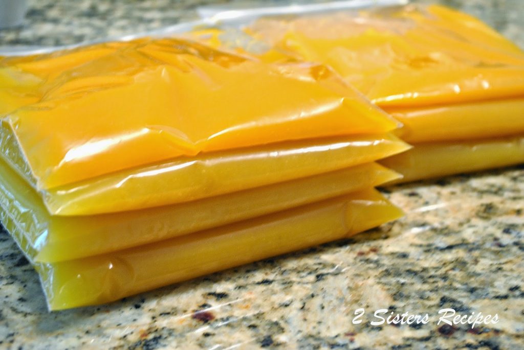 fresh homemade pumpkin puree are sealed in zip-lock bags by 2sistersrecipes.com 