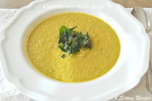 Cauliflower Kale Soup with Crunchy Kale Topping