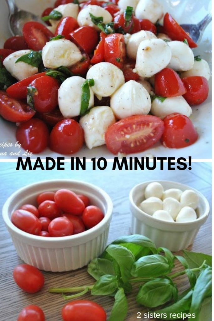 Spring Tomato, Basil, Bocconcini Salad by 2sistersrecipes.com 