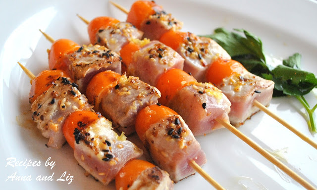 Grilled Sesame-Ginger Tuna Kabobs by 2sistersrecipes.com 