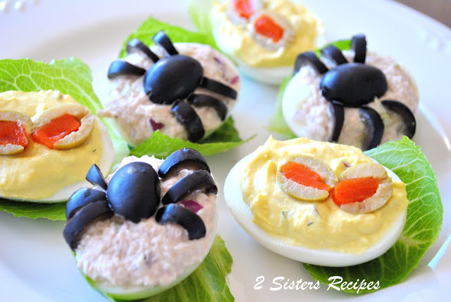 Spooky Deviled Eggs- 2 recipes by 2sistersrecipes.com