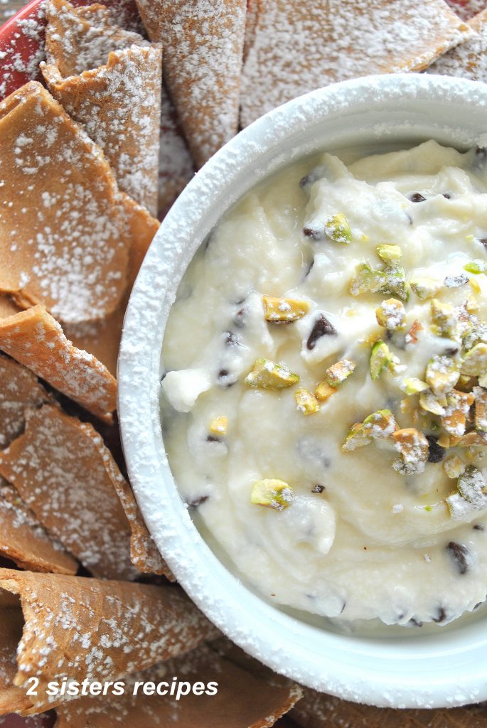 Chocolate Chip Cannoli Dip by 2sistersrecipes.com