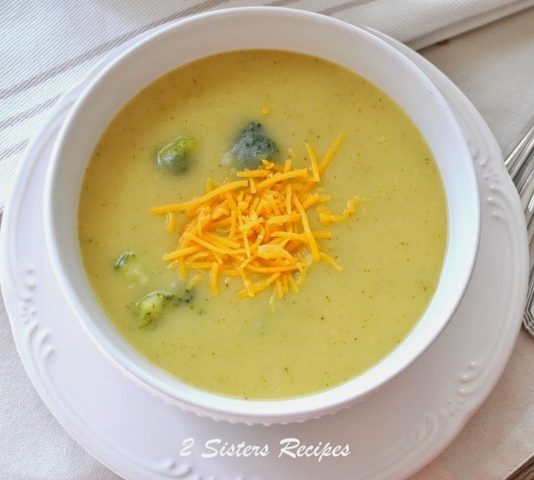 Potato, Broccoli & Cheddar Soup by 2sistersrecipes.com
