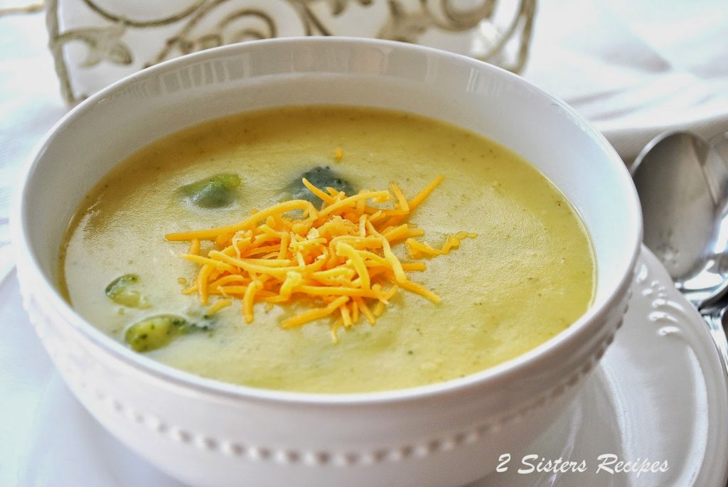 Potato Broccoli and Cheddar Soup by 2sistersrecipes.com 