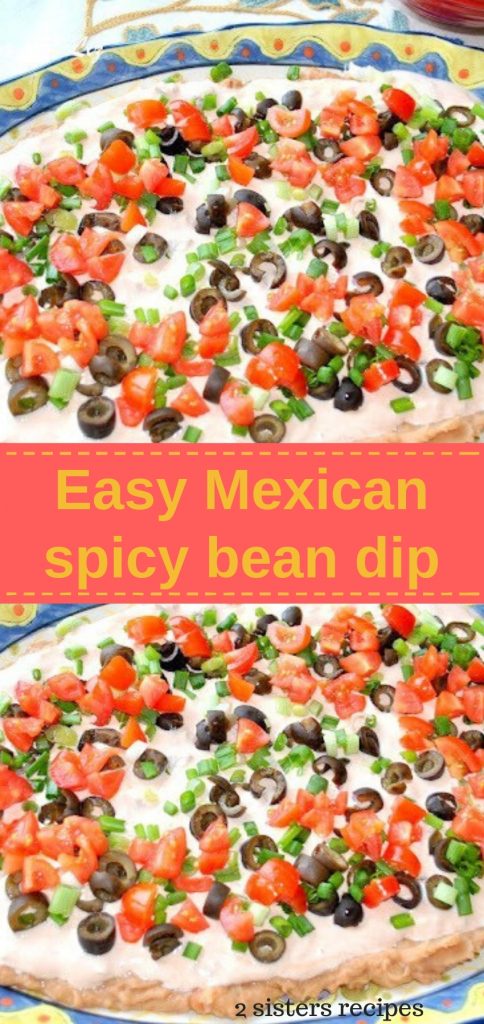 Easy Mexican Spicy Bean Dip by 2sistersrecipes.com 