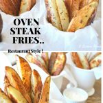 Mugs lined with parchment paper and filled with baked steak fries.