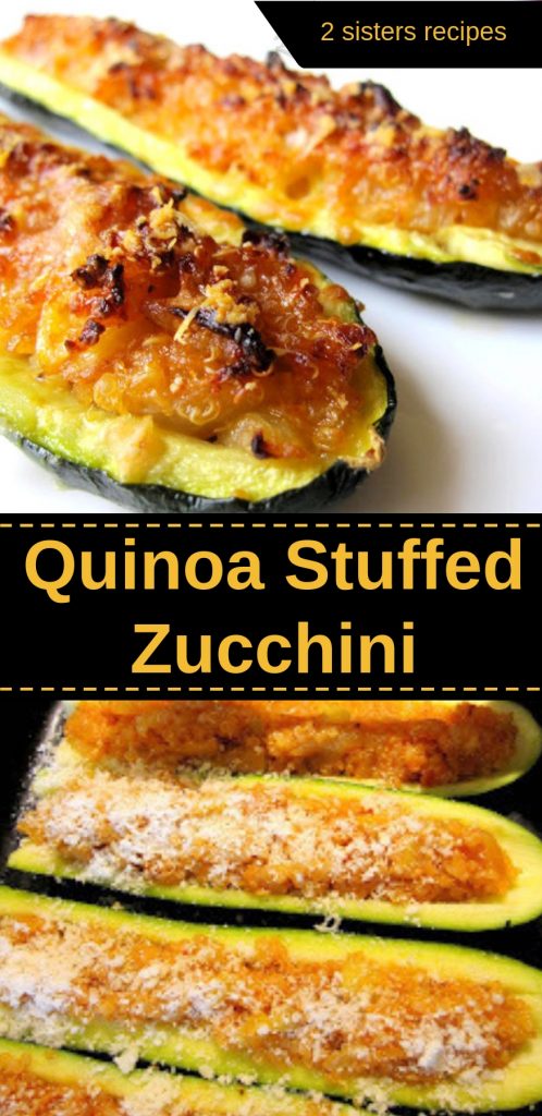 Quinoa Stuffed Zucchini by 2sistersrecipes.com 