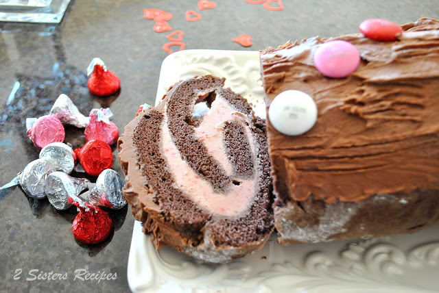 Dark Chocolate & Strawberry Ice cream roll by 2sistersrecipes.com 