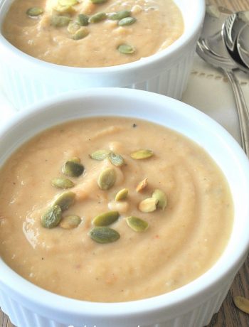 Roasted Garlic Parsnip & White Bean Soup by 2sistersrecipes.com
