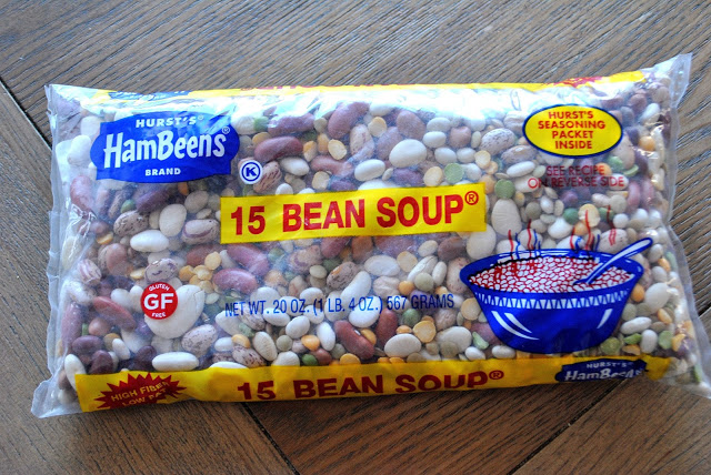 A package of mixed beans on the table.