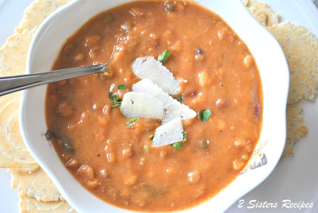 15 Bean Soup with Pancetta and Basil by 2sistersrecipes.com 