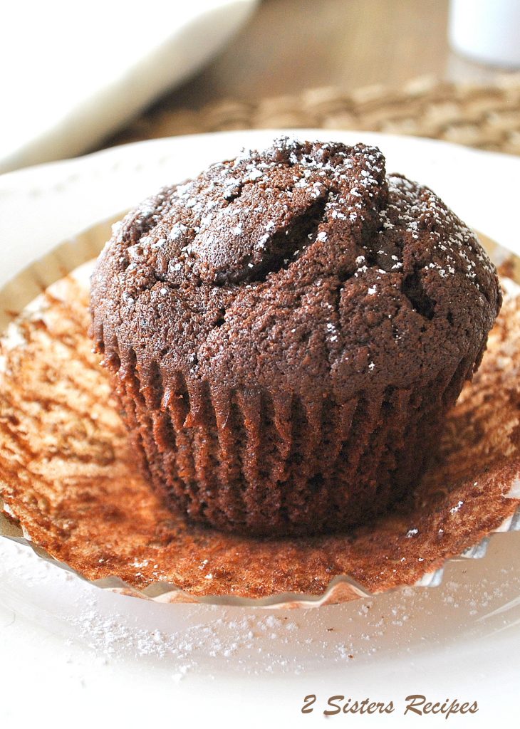 Death by Chocolate Zucchini Muffins by 2sistersrecipes.com 