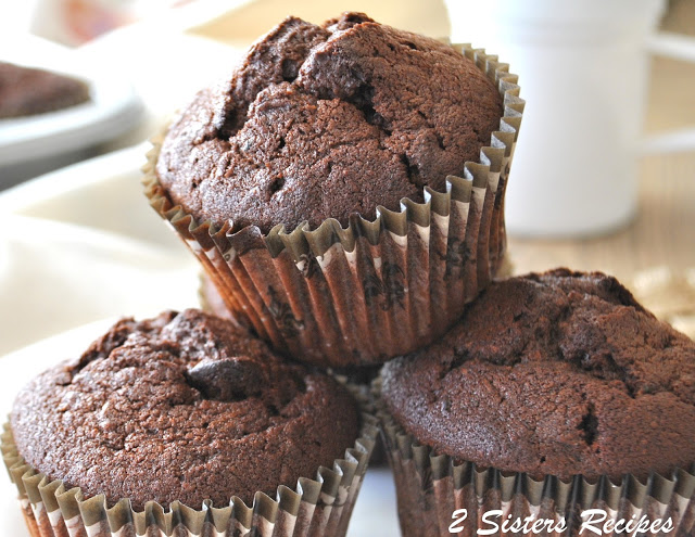 Death by Chocolate Zucchini Muffins by 2sistersrecipes.com