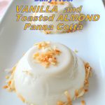A white platter served with a white pudding-like panna cotta, topped with toasted shredded coconut.