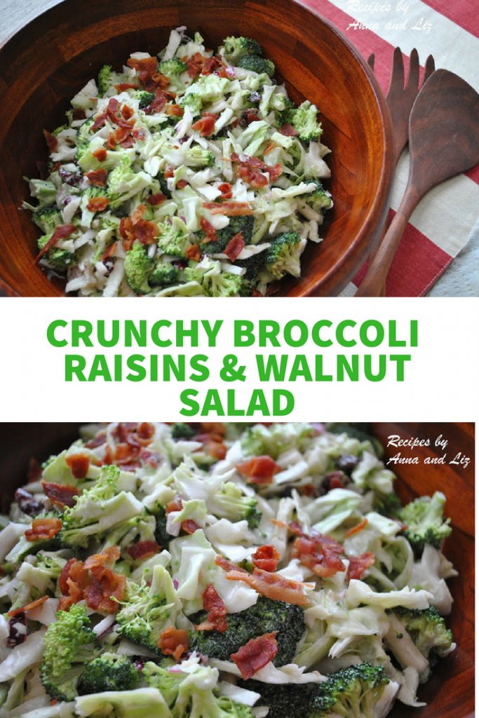 Crunchy Broccoli Raisins and Walnut Salad by 2sistersrecipes.com 