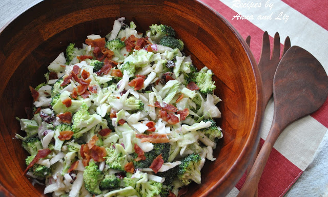Crunchy Broccoli Raisins and Walnut Salad by 2sistersrecipes.com 