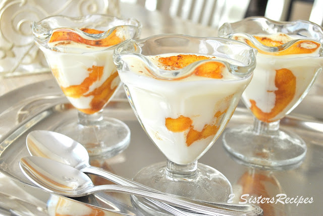 Peach Foster Pudding Parfaits by 2sistersrecipes.com