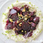 Beet Salad with Pomegranate Vinaigrette over Ricotta