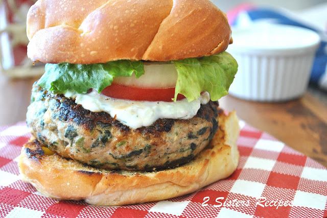 Turkey Burgers with Fresh Tzatziki Sauce by 2sistersrecipes.com