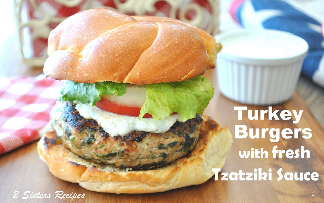 Turkey Burger on the table by 2sistersrecipes.com 