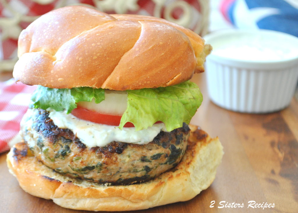 Turkey Burgers with Fresh Tzatziki Sauce. by 2sistersrecipes.com 