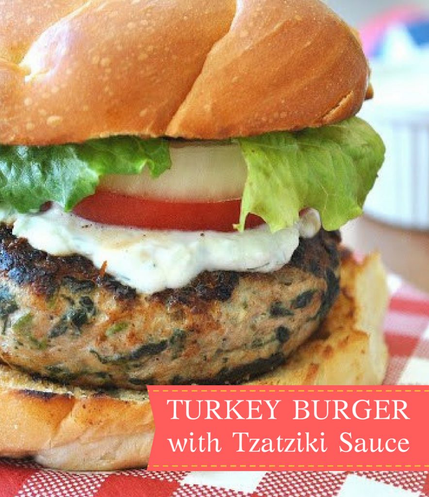 Turkey Burger with Fresh Tzatziki Sauce by 2sistersrecipes.com