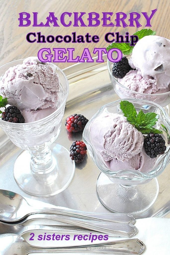 Blackberry Chocolate Chip Gelato by 2sistersrecipes.com