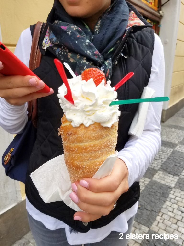 TRDELNIK means Chimney Cakes, traditional sweet treat in Prague