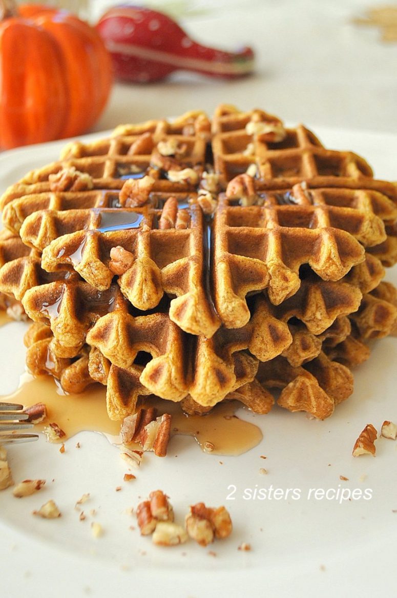 Pumpkin Waffles by 2sistersrecipes.com