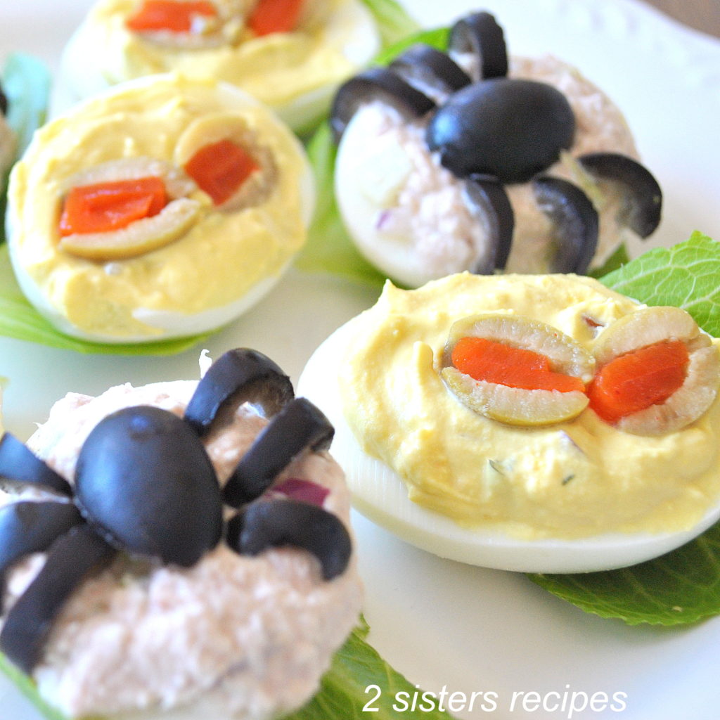 Spooky Deviled Eggs- 2 recipes by 2sistersrecipes.com