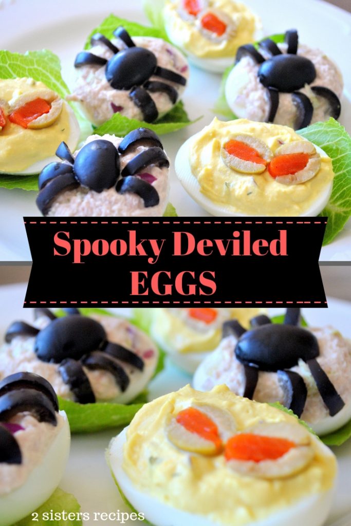Spooky Deviled Eggs by 2sistersrecipes.com 