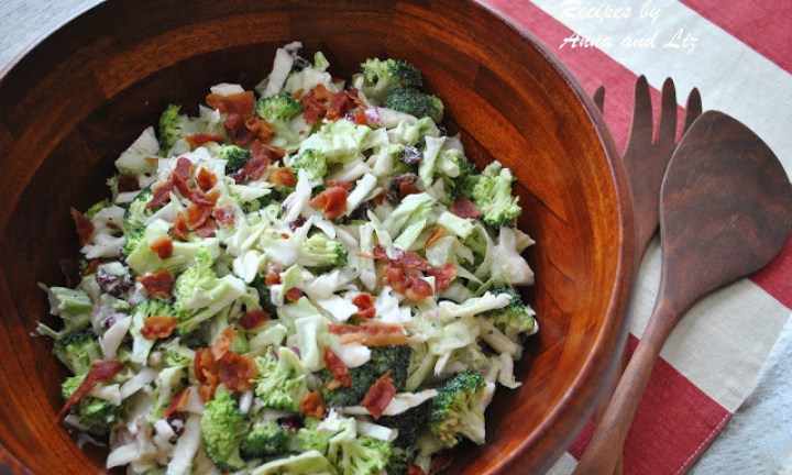 Crunchy Broccoli Raisins Walnut Salad by 2sistersrecipes.com 